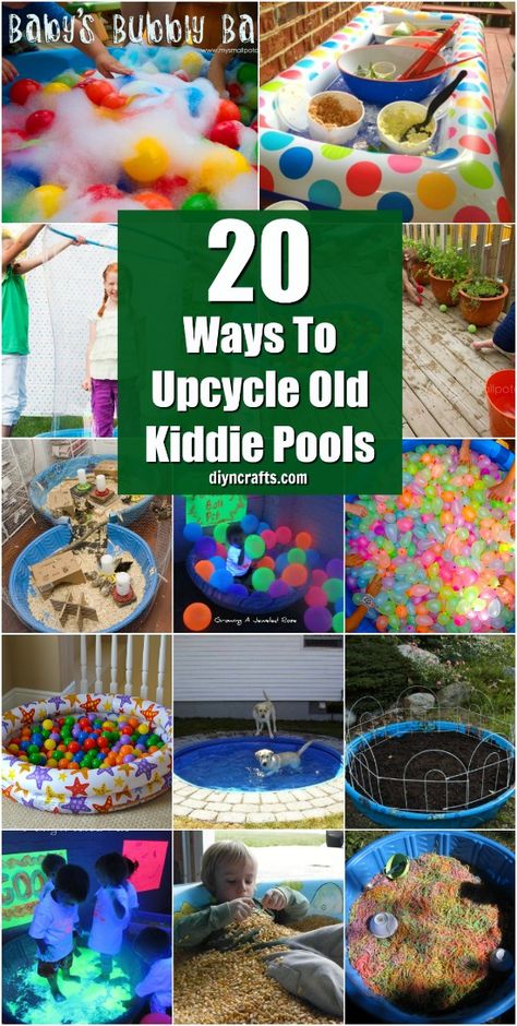 20 Brilliantly Creative Ways To Repurpose Those Old Kiddie Pools {With Tutorial Links} via @vanessacrafting Kiddie Pool Games, Plastic Kids Pool, Plastic Baby Pool, Plastic Swimming Pool, Diy Christmas Videos, Children Swimming Pool, Pool Hacks, Diy Pond, Sharpie Crafts