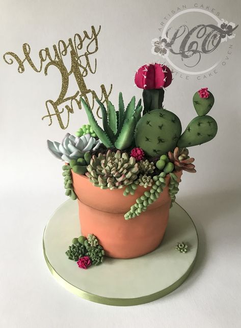 Cake Plants Design, Pot Cake Design, Plant Lover Cake, Plant Cakes, Plant Cake Ideas, Plant Birthday Cakes, Plant Themed Cake, Cactus Cake Ideas, Birthday Cake Cactus