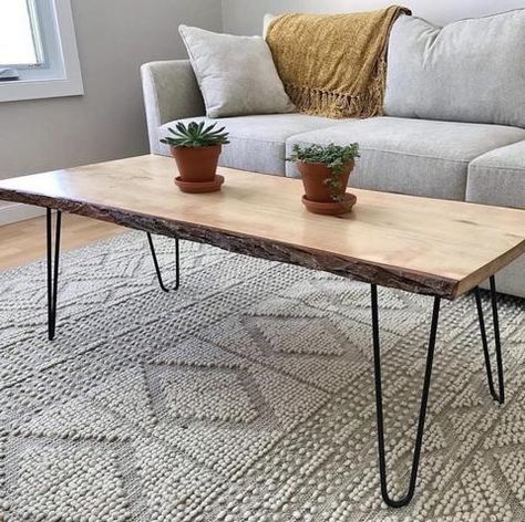 Hairpin Legs Coffee Table, Hairpin Legs Diy, Hairpin Leg Coffee Table, Hairpin Coffee Table, Stump Coffee Table, Apartment 2023, Nights With Friends, Diy Hairpin, Made Coffee Table