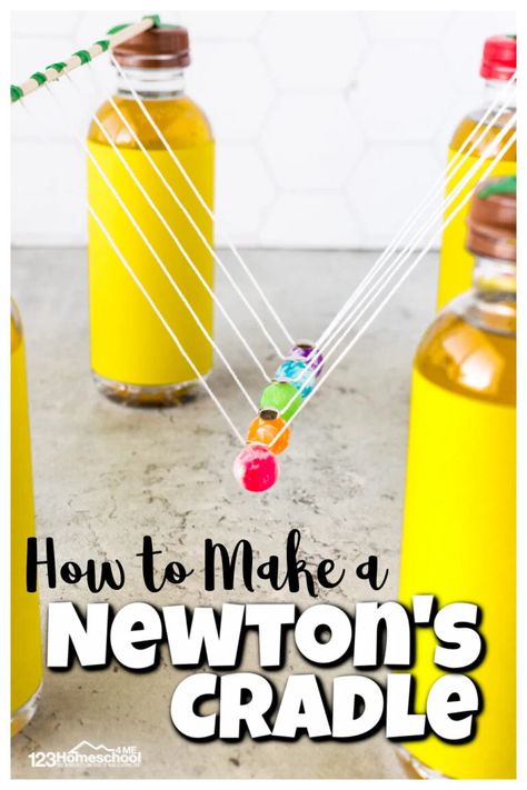 Science Fair Projects 2nd Grade, Newtons Cradle Diy, Gravity Experiments For Kids, Simple Science Projects For Kids, Newton's Pendulum, Science Experiments For Middle School, 3rd Grade Science Experiments, Snow Volcano, Energy Science Projects