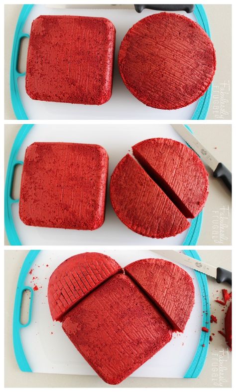 An easy way to make heart cake without having to buy a heart shaped pan Heart Shaped Cake Recipe, Pokemon Torte, Heart Cake Recipes, Heart Shaped Cake, Shaped Cakes, Valentines Baking, Heart Cakes, Shaped Cake, Heart Shaped Cakes