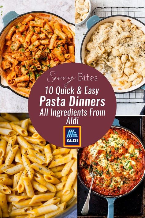 10 quick and easy pasta recipes that use only ingredients from Aldi. Perfect for cheap and easy meal planning, or as a quick weeknight dinner. Aldi recipe, aldi meal plan, aldi shopping list. Aldi Lasagna Recipe, Aldi Recipes Dinners Simple, Aldi Pasta Recipe, Easy Aldi Dinners, Aldi Recipes Dinners, Aldi Dinner Recipes, Aldi Dinners, Aldi Dinner Ideas, Family Pasta Recipes