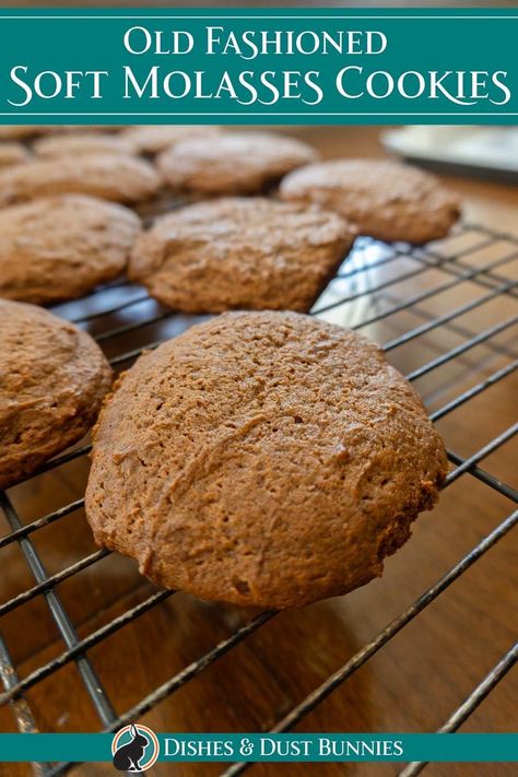 Drop Molasses Cookies Recipe, Soft Mollases Cookie Recipes, Old Fashioned Soft Mollases Cookies, Molasses Drop Cookies, Hermit Cookies With Molasses, Old Fashioned Molasses Cookies Soft, Best Molasses Cookies Ever, Mollases Cookie Recipes, Amish Molasses Cookies