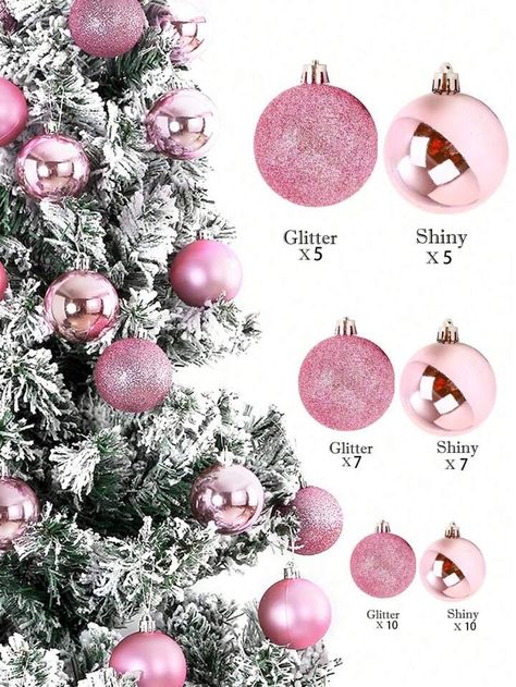 44pcs-Pink Color Christmas Ball Ornaments Set With String, Shatterproof Christmas Tree Hanging Decorations, Christmas Party Decorations, Suitable For Holidays, Weddings And Parties 5/4/3 Cm (1.9/1.5/1.1 Inches),Christmas | SHEIN USA Christmas Ball Ornaments, Festival Decor, Christmas Tree Hanging, Hanging Decorations, Christmas Party Decorations, Christmas Ball, Holiday Wedding, Decorations Christmas, Ball Ornaments