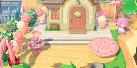 Marina Mermaid Yard Shino Animal Crossing, Woodsy Decor, Brick Pathway, Animal Crossing Guide, Happy Home Designer, Animal Crossing Wild World, Animal Crossing Villagers, Beautiful Yards, Ghost Of Tsushima