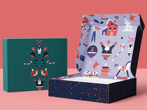 Festive Gift Box Design, Christmas Packages Ideas, Brand Box Design, Christmas Box Design Packaging, Christmas Packaging Design Inspiration, Christmas Package Design, Christmas Box Packaging, Christmas Box Design, Christmas Gift Box Design