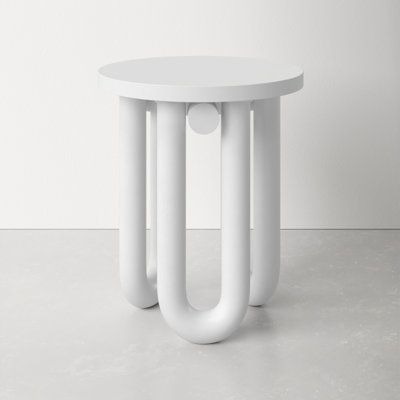 Meet Noria; she's dramatic, contemporary, and just fun. Handcrafted from concrete, this sturdy table is available in both coffee and side table sizes and will add pizzazz to your space whether used individually or as a set. | AllModern Noria Concrete 3 Legs End Table Aluminum in Gray / White | 19.9 H x 17 W x 17 D in | Wayfair Nyc Interior Design, Dimensional Wall Art, Glass End Tables, Slab Table, Mid Century Living Room, Dimensional Wall, End Table Sets, Living Room End Tables, Aluminum Table