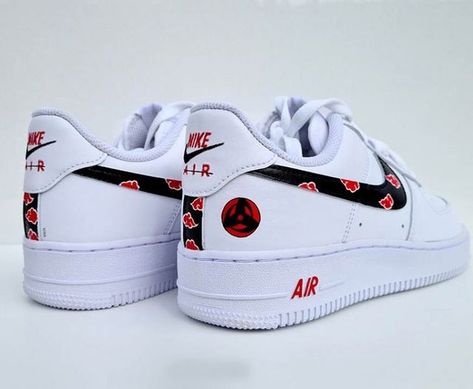 Black Air Force 1, Naruto Shoes, Naruto Akatsuki, Custom Shoes Diy, Custom Nike Shoes, Custom Air Force 1, Personalized Shoes, Leather Paint, Fresh Shoes