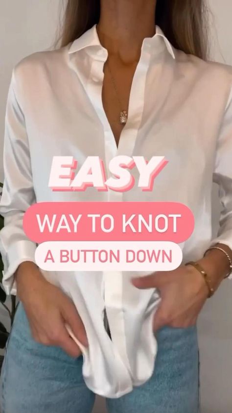 Tie A Knot In Shirt, Knot In Shirt, Tie A Shirt, Mode Country, Umgestaltete Shirts, Shirt Knot, Knot Button, Shirt Hacks, Tie A Knot