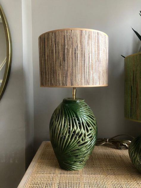 Ceramic Lamp Base, British Colonial Style, Tropical Home Decor, Ceramic Light, Pottery Crafts, Leaf Table, Green Ceramics, Decor Home Living Room, Ceramic Lamp