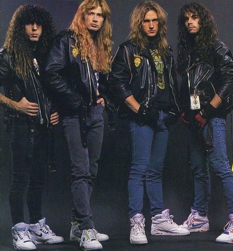 Thrash Metal Style, Nick Menza, Metalhead Fashion, Metal Outfit, Rock Star Outfit, Metal Boy, Heavy Metal Fashion, Dave Mustaine, 80s Outfit