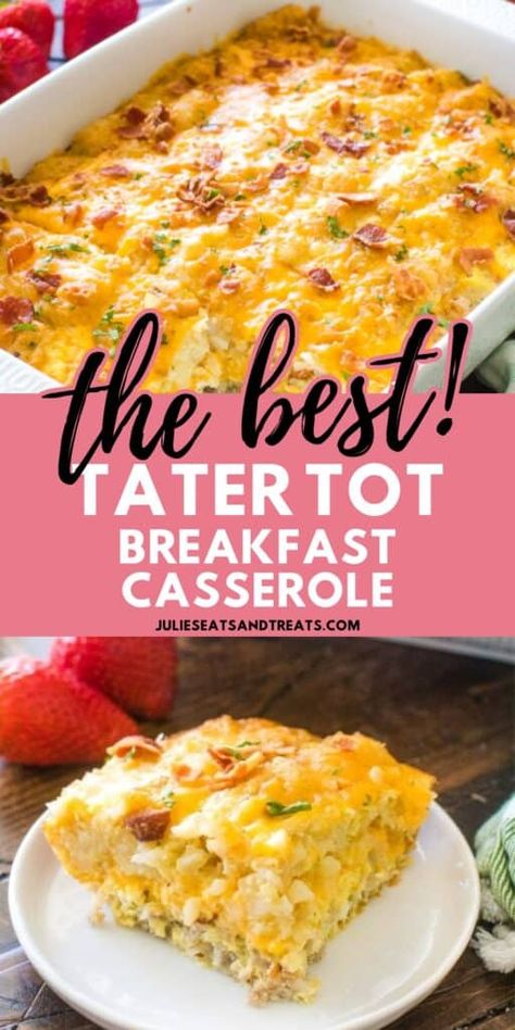 Quick Breakfast Casserole Recipes, Breakfast Casserole With Tater Tots, Easy Tater Tot Breakfast Casserole, Breakfast Casserole Ideas, Quick Breakfast Casserole, Casserole With Tater Tots, Tator Tot Breakfast, Tot Breakfast Casserole, Casserole Ideas