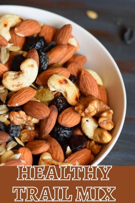 trail mix in a white bowl Healthy Trail Mix, Healthy Snacking, Roasted Almonds, Big Bowl, Food Pin, Trail Mix, Dried Fruits, Food Diary, Vegan Paleo