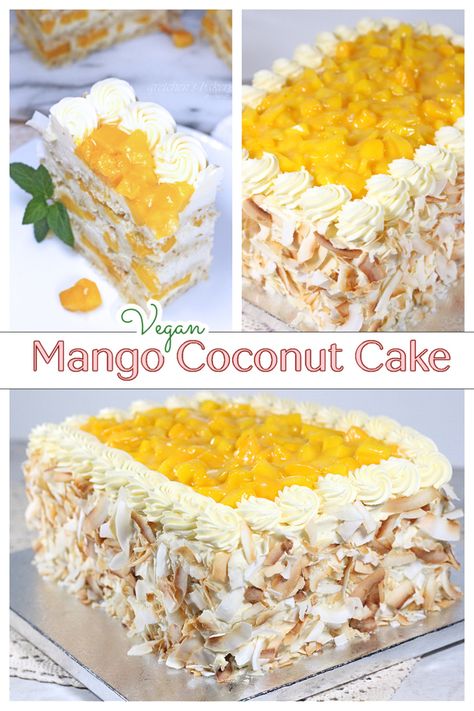 Mango Cakes, Mango Coconut Cake, Mango Cake Recipe, Vegan Coconut Cake, Moose Cake, Tasty Cakes, Mango Cream, Yoghurt Cake, Mango Cake