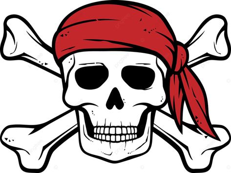 Pirate Symbols, Pirate Images, Pirate Day, Bone Art, Cross Bones, Pirate Birthday, Pirate Skull, Red Bandana, Jolly Roger