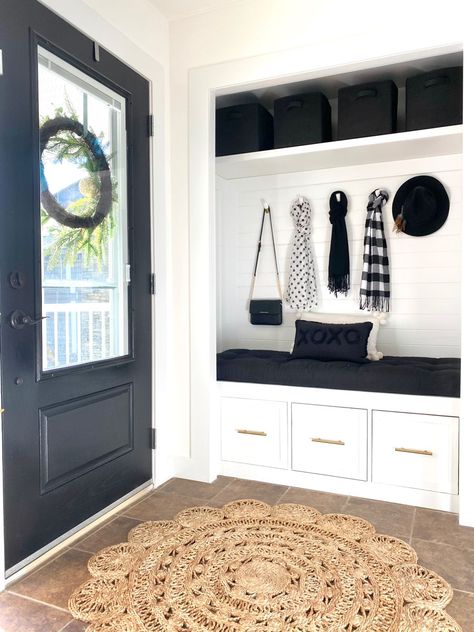 DIY entryway closet turned into a mudroom bench. Diy Entryway Closet, Front Closet Makeover, Closet Turned Mudroom, Hall Closet Makeover, Entry Closet Makeover, Entry Closet Ideas, Front Hall Closet, Small Mudroom Ideas, Mudroom Remodel