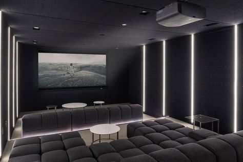 Home Cinema Design, Home Theater Lighting, Home Theater Room Design, Theater Room Design, U Shaped Couch, Media Room Design, Cinema Design, Home Cinema Room, Home Theater Rooms