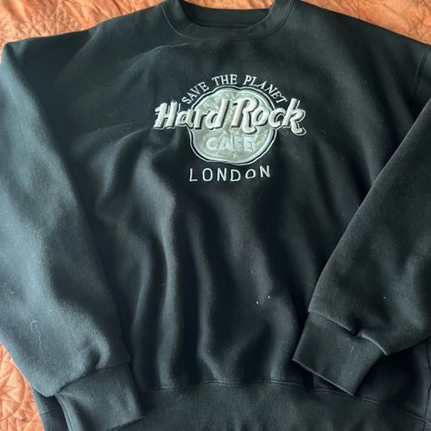 Vintage black hard rock cafe sweater Rock Cafe, Hard Rock Cafe, Save The Planet, Hard Rock, Sweater Shop, Vintage Black, Cafe, London, Blazer