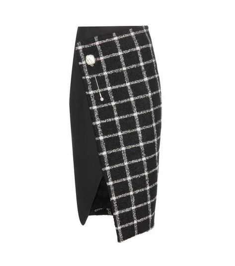 Slide 10 of 34 Black Knee Length Skirt, Balenciaga Skirt, Black Wrap Skirt, Traditional Chic, Checked Skirt, Skirt Wool, Skirt Wrap, Checkered Skirt, Black Milk Clothing