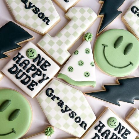 Two Cool Birthday Cookies, One Happy Dude Cookies, Dude Birthday, Second Birthday Boys, First Birthday Cookies, One Happy Dude, First Birthday Themes, 1 Birthday, Baby Inspiration