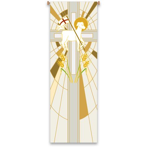 Paschal Candle, Church Banners Designs, Church Banner, Best Banner Design, Chi Rho, Church Furniture, Agnus Dei, Candle Altar, Lamb Of God