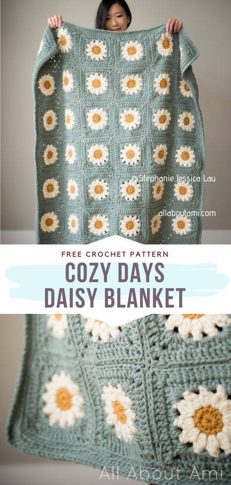 Projek Mengait, Daisy Blanket, Motifs Granny Square, Crochet Blanket Designs, Crochet Daisy, Haken Baby, Granny Square Crochet Pattern, Diy Crochet Projects, Free Crochet Patterns