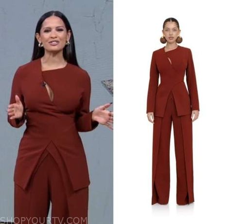 Good Morning America: November 2022 Rocsi Diaz's Red Cutout Blazer and Pant Suit Women’s Pants Suits, Red Tailored Sets For Semi-formal Occasions, Red Elegant Long Sleeve Pantsuit, Luxury Red Pantsuit For Workwear, Elegant Red Three-piece Suit For Work, Red Long Sleeve Business Pantsuit, Cutout Blazer, Formal Pant, Outfit Tutorial