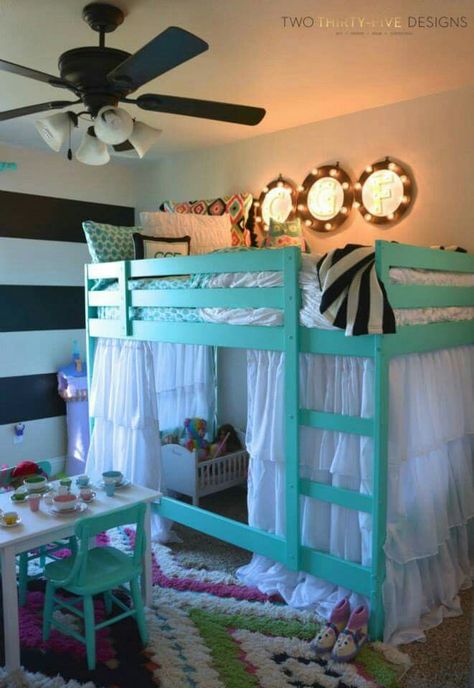 Cute Ikea Bunk Bed Hack, Bunk Bed Hacks, Ikea Bunk Bed, Handmade Presents, Diy Bunk Bed, Girls Room Design, Presents Christmas, Bunk Bed Designs, Kids Bunk Beds