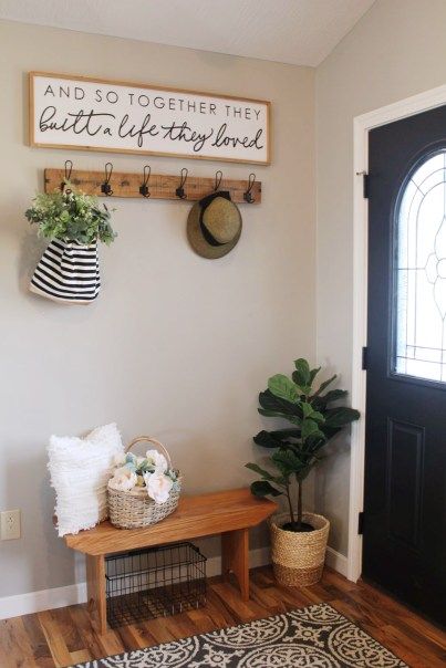 Boho Entryway, Farmhouse Entryway, Entryway Wall Decor, Small Entryways, Entryway Wall, Bench Decor, Small Entryway, Home Entrance Decor, Entrance Decor