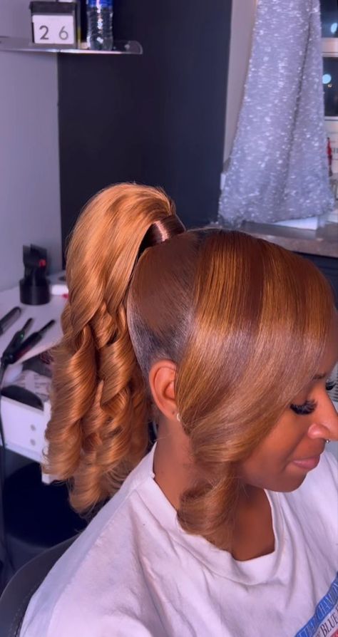 #follow #hairstyles #hair #hairgoals #ponytail #beautyblog #haircolor #blogging #blogger #blog Colored Ponytail Hairstyles For Black Women, Updo Ponytails, Barbie Ponytails, Weave Ponytail Hairstyles, Sleek Ponytail Hairstyles, Cute Ponytails, Pony Tails, Birthday Hairstyles, Black Ponytail Hairstyles