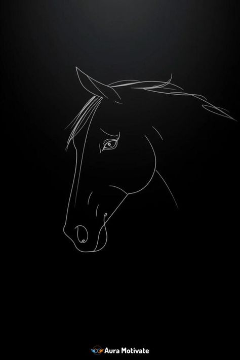 The elegance of a horse’s head portrayed using only white lines on a black canvas Horse Line Drawing, Face Line Drawing, Horse Illustration, Face Lines, A Horse, Black Canvas, Minimalist Art, Line Drawing, A Black