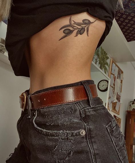 Olive Tattoos, Olive Tattoo, Tattoo Placement Arm, Tree Branch Tattoo, Tattoos On Side Ribs, Olive Branch Tattoo, Tattoos Inspo, Small Tats, Branch Tattoo