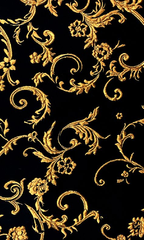 Ornate Gold Filigree Brocade on Black Silk Blend Black And Gold Aesthetic, Arte Peculiar, Filigree Pattern, Gold Aesthetic, Gold Wallpaper, Gold Fabric, Gold Filigree, Gold Pattern, Gold Texture