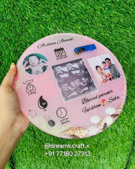 Resin frame (baby Keepsake) 🩵🌸 10 inches 12 inches 14 inches LED and stand included Can be customised in any theme #babyhanger #babyresinkeepsake #babyresinframe #resinframe Baby Resin Frame, Resin Frame Ideas, Bd Ideas, Baby Hangers, Resin Frame, Frame Ideas, Birth Details, Diy Resin Art, Diy Resin