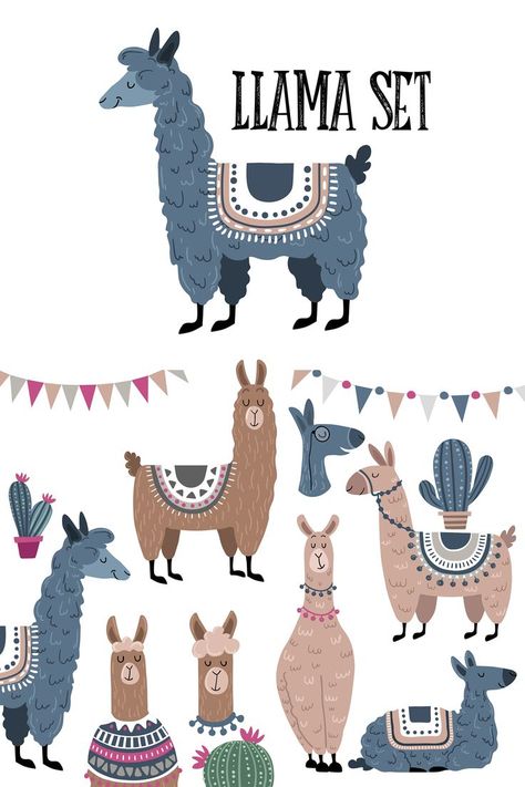 Llama Images, Llama Illustration, Llama Drawing, Llama Clipart, Etsy Stickers, Llama Alpaca, Cute Llama, Valentines Art, Create Digital Product