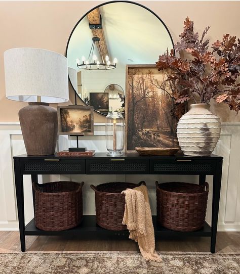 Entry Way Decor, Console Table Styling, Console Table Decorating, Entryway Table Decor, Affordable Decor, Entryway Ideas, Home Entrance Decor, Home Entrance, Farm To Table