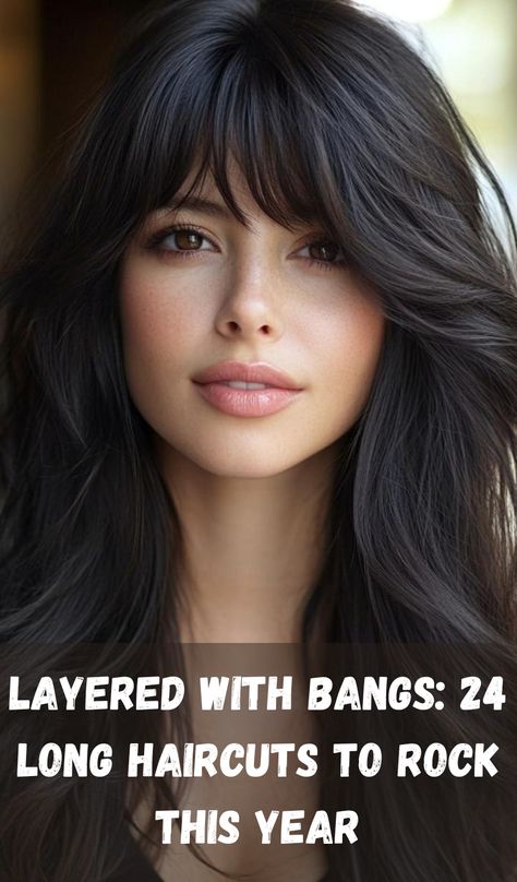 Elevate your long hair with layers and bangs! These 24 haircut ideas offer volume, movement, and style, perfect for anyone looking to refresh their look while keeping their length. Long Layer With Bangs Haircut, Side Part Wispy Bangs Long Hair, Med Hair Curtain Bangs, Fringe Layered Haircut, Fall Hair With Bangs Long Layered, Hair For 40 Somethings, Bangs 2024 Long Hair, Long Layers Haircut With Bangs, Layers For Medium Length Hair Black Hair