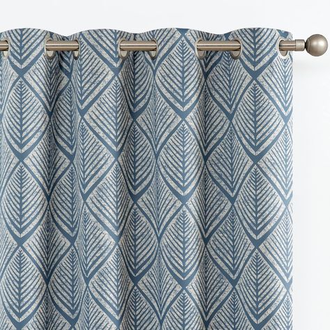 Insulated Drapes, Window Curtains Bedroom, Brown Curtains, Geometric Curtains, Blue Geometric Pattern, Pattern Draping, Curtain Room, Insulated Curtains, Blue Curtains