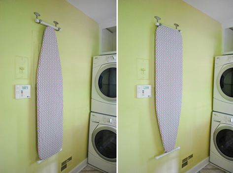 How To Hang Your Ironing Board On The Wall (The Easy Way) | Young House Love Hang Ironing Board, Diy Laundry Room Organization Ideas, Diy Laundry Room Organization, Hanging Ironing Board, Laundry Room Organization Diy, Ironing Board Storage, Diy Ironing Board, Young House, Young House Love