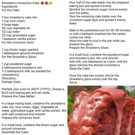 Strawberry Honeybun Cake Strawberry Banana Bundt Cake, Strawberry Ooey Gooey Butter Cake, Strawberry Honey Bun Cake Recipe, Honeybun Cupcakes, Strawberry Hunny Bun Cake, Honeybun Cake Recipe Easy, Strawberry Honeybun Cake Recipe, Hunny Bun Cake Recipe, Strawberry Honey Bun Cake