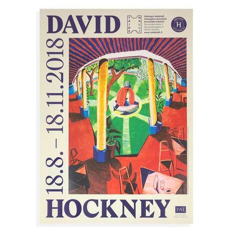 David Hockney - Kunsthalle Helsinki Exhibition poster for Sale | Artspace Museum Branding, Visuell Identitet, Gallery Poster, Penn Station, Exhibition Posters, Buch Design, Event Posters, Cubism Art, Art Exhibition Posters