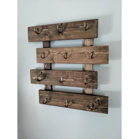 Coffee Cup Pallet Rack, Coffee Rack Wall, Coffee Mug Racks, Hat Rack Diy Wall, Wooden Projects To Sell, Wall Mug Rack, Wooden Hat Rack, Mug Wall Rack, Coffee Mug Wall Rack