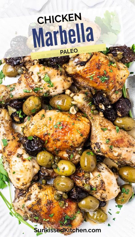 Chicken Mirabella, Marinated Baked Chicken, Mediterranean Baked Chicken, Coconut Curry Chicken Recipes, Chicken Marbella, Chicken Boneless Breast Recipes, Chicken Breast Recipes Healthy, Chicken Dish, Yummy Chicken Recipes