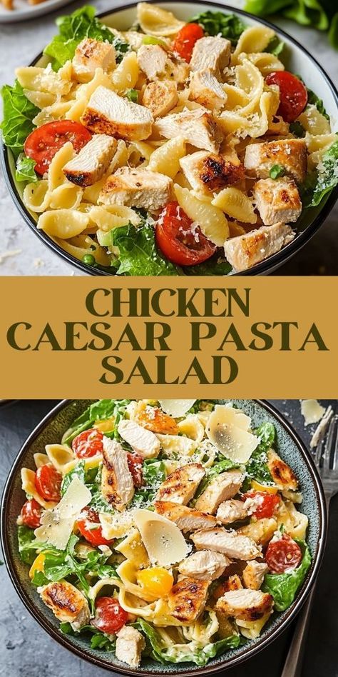 Combine the best of both worlds with this Chicken Caesar Pasta Salad! 🥗🍗 Creamy Caesar dressing, tender chicken, al dente pasta, and crunchy croutons create a dish that’s hearty, delicious, and perfect for lunch or dinner. Ideal for meal prep, BBQs, or quick weekday meals. Your family will love this easy recipe! 🙌 #ChickenCaesarSalad #PastaSalad #EasyDinnerIdeas #MealPrepMadeEasy #HealthyRecipes 🍴✨ Pasta Salad Creamy, Creamy Caesar Dressing, Chicken Caesar Pasta, Summer Pasta Salad Recipes, Caesar Pasta Salad, Caesar Pasta, Chicken Caesar Pasta Salad, Cold Pasta Salad Recipes, Chicken Caesar