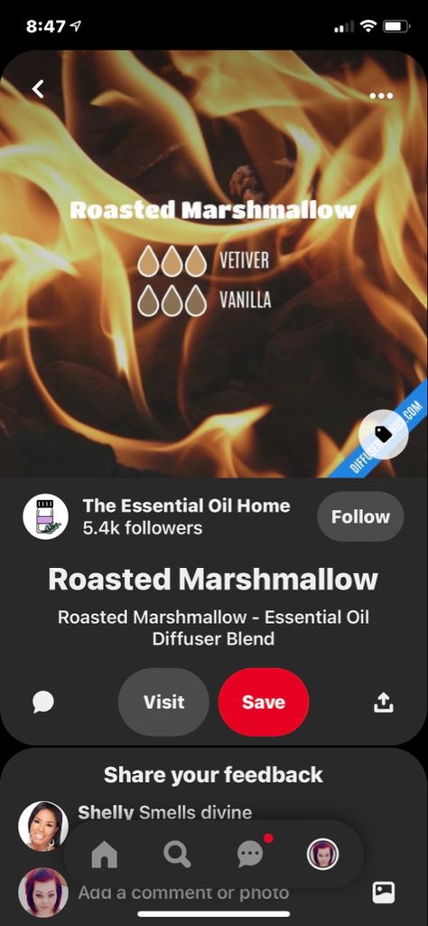 Marshmallow Essential Oil Blend, Roasting Marshmallows, Room Scents, Essential Oil Diffuser Recipes, Oil Diffuser Recipes, Essential Oil Scents, Essential Oil Blends Recipes, Diffuser Recipes, Diy Essential Oils