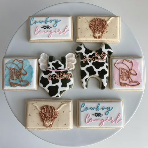 Cowboy Or Cowgirl Gender Reveal Cake, Western Gender Reveal Cake, Cowgirl Gender Reveal Ideas, Cowboy Themed Gender Reveal Ideas, Gender Reveal Ideas Cowboy Or Cowgirl, Cowboy Or Cowgirl Gender Reveal Ideas, Rodeo Gender Reveal, Gender Reveal Cowboy Or Cowgirl, Cow Theme Gender Reveal