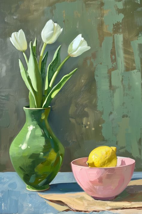 Fruits Still Life Painting, Still Life Vase Painting, Simple Still Life Painting, Modern Still Life Painting, Modern Still Life, Floral Art Paintings, Still Life Paintings, Creation Art, Art Painting Tools