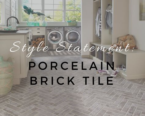 Farmhouse Kitchen Floors, Porcelain Brick Tile, Countertop Edges, Brick Tile Floor, Herringbone Brick Floor, Porcelain Tiles Kitchen, Brick Bathroom, Porcelain Tile Bathroom, Warehouse Loft