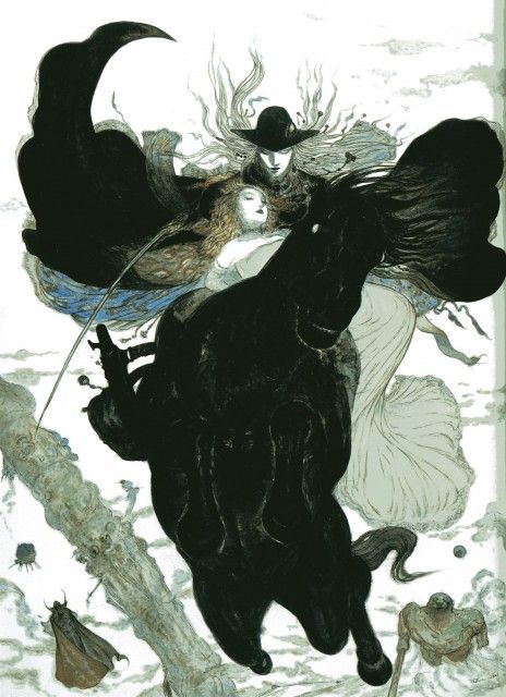 Yoshitaka Amano, Vampire Hunter D, Amano First, D (Vampire Hunter D), Doris Lang Yoshitaka Amano Art, Yoshitaka Amano, Vampire Hunter D, Vampire Hunter, Arte Inspo, 판타지 아트, Ethereal Art, Jolie Photo, Phantom Of The Opera