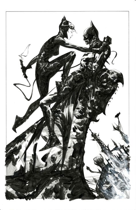 Batman and Catwoman Jae Lee Comic Art Inking Comics, The Bat And The Cat, Bat And The Cat, Catwoman And Batman, Catwoman Batman, Comic Graphic, Jae Lee, The Bat Man, Bat Art